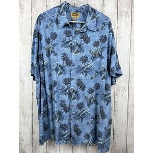 The Foundry Supply Co. Mens Hawaiian Blue w/Palm Trees Shirt 2XL EUC